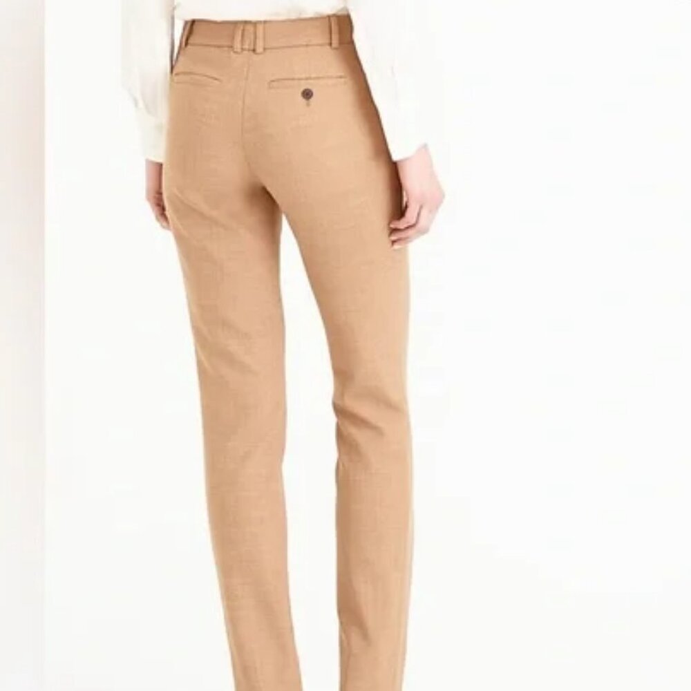 J CREW 6 Maddie Full-Length Trousers Wool Zipper Pockets Camel